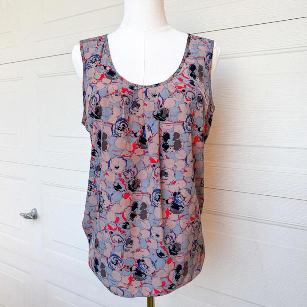 Sleeveless Floral Print Boho Blouse Tank Top (M)